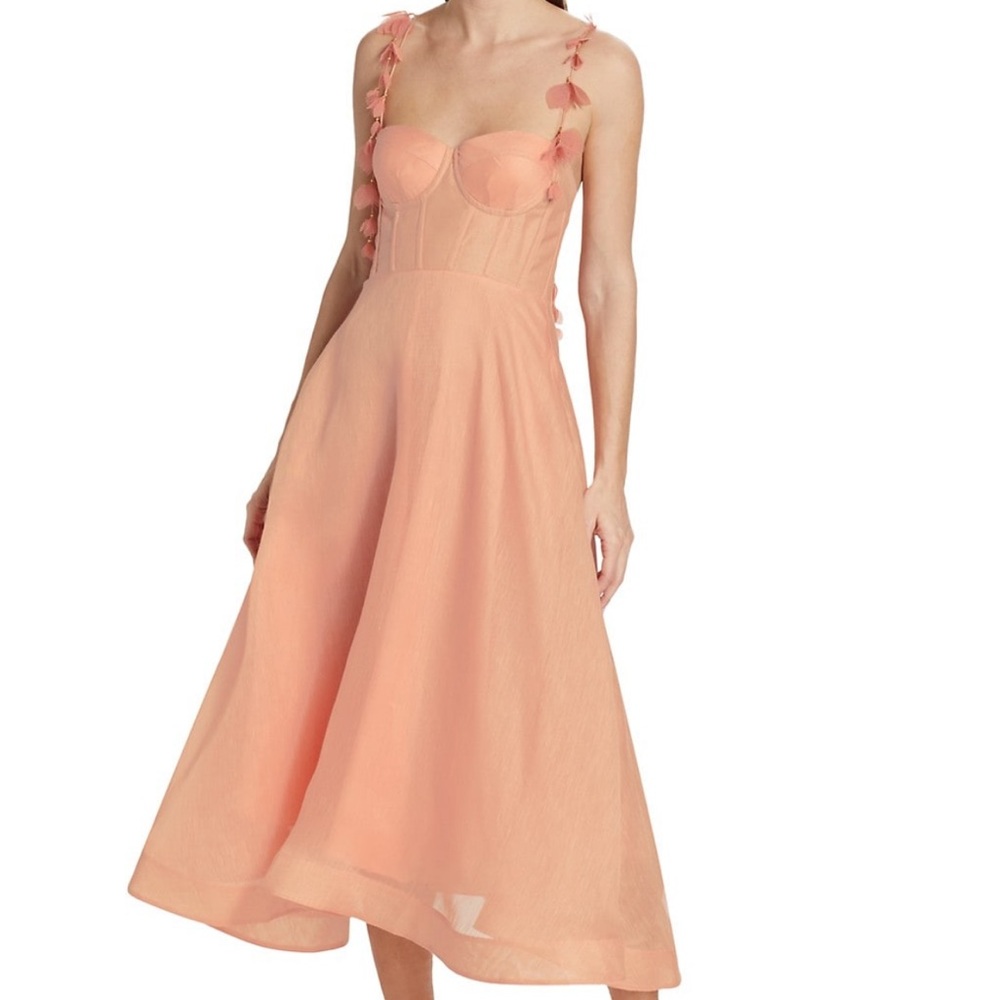 NWT Zimmermann
Wonderland Corset Midi Dress, US 6-8, AUS 2, Dusty Pink